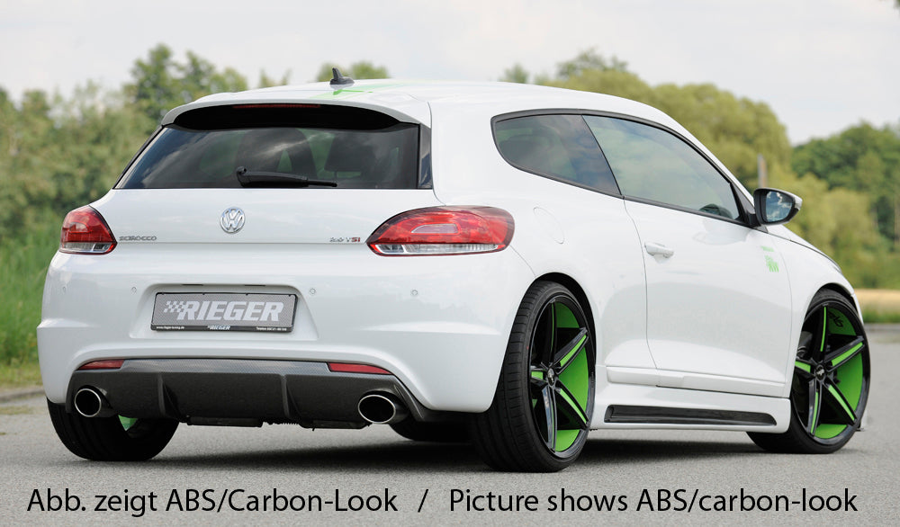 Rieger 00014118 VW 13 Scirocco R Rear Diffuser for Original Tailpipe Left & RIght -  Matte Black