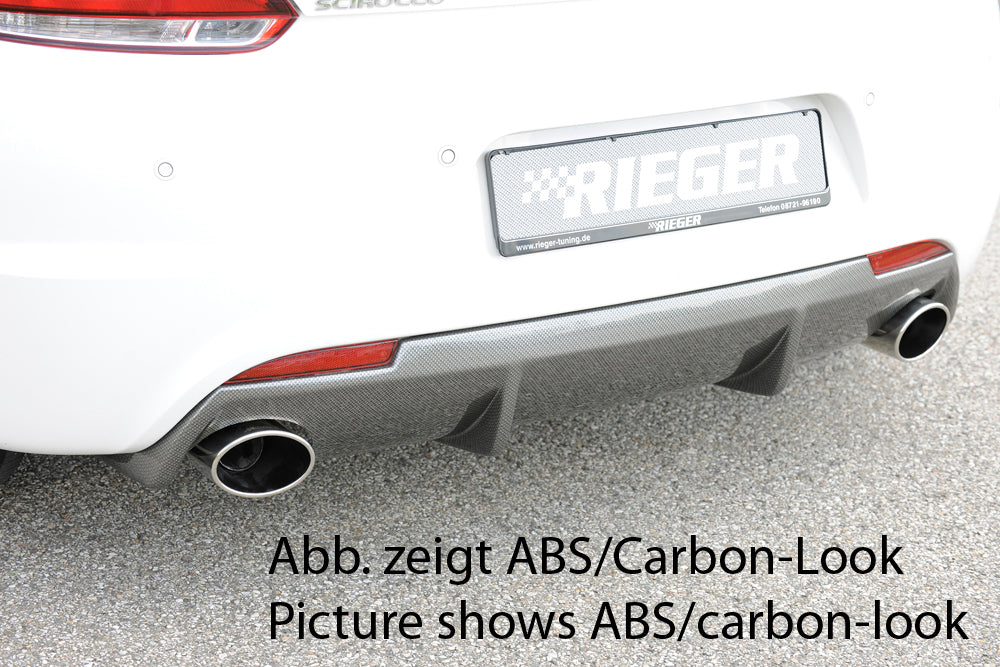 Rieger 00014118 VW 13 Scirocco R Rear Diffuser for Original Tailpipe Left & RIght -  Matte Black