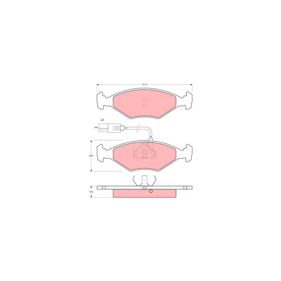 TRW Gdb960 Brake Pad Set Incl Wear Warning Contact