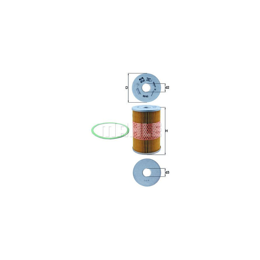 MAHLE ORIGINAL OX 43D Oil Filter for Filter Insert