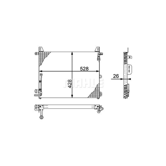 MAHLE ORIGINAL AC 656 000P Air conditioning condenser suitable for MERCEDES-BENZ SL Convertible (R107) without dryer