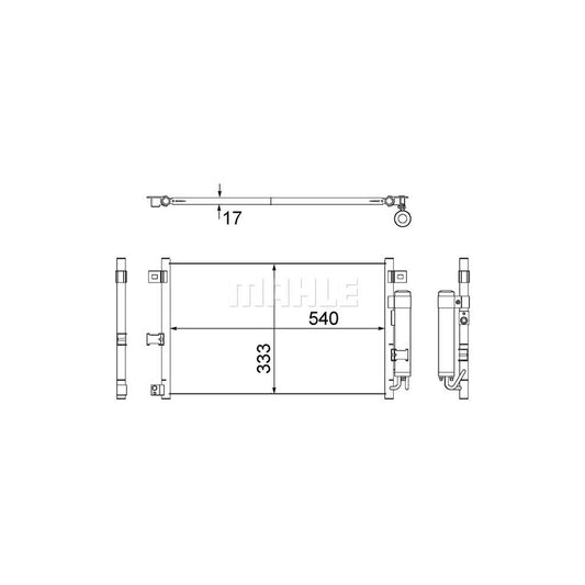 MAHLE ORIGINAL AC 507 000S Air conditioning condenser for MAZDA MX-5 III (NC) with dryer, with seal ring