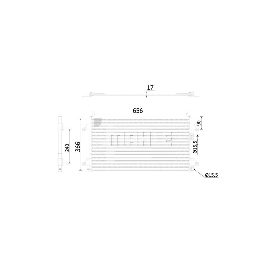 MAHLE ORIGINAL AC 366 000S Air conditioning condenser without dryer, without pressure switch