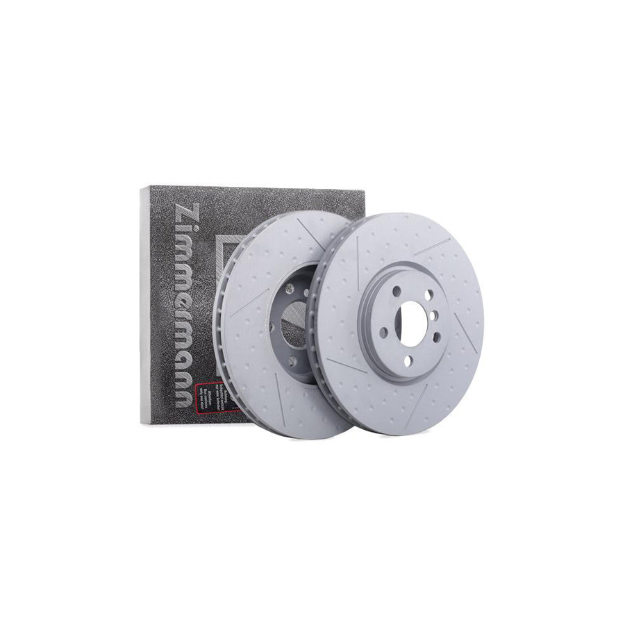 ZIMmERMANN COAT Z 150 2944 20 Brake Disc Drilled dimples Internally Vented Slotted Coated High carbon