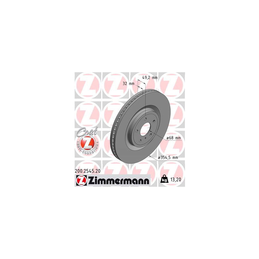 ZIMmERMANN 200 2545 20 Brake Disc Internally Vented Coated