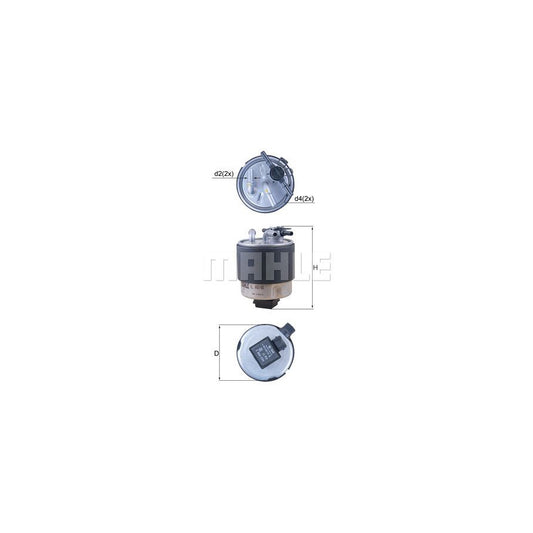 MAHLE ORIGINAL KL 440/44 Fuel filter for NISSAN Qashqai / Qashqai+2 I (J10, NJ10) In-Line Filter, with water drain screw