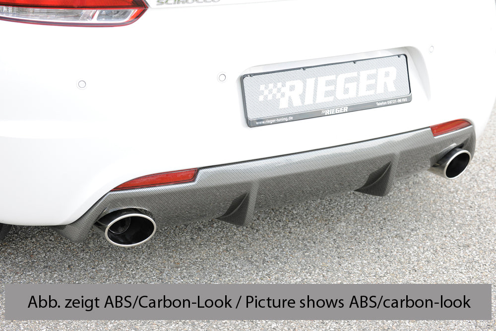 Rieger 00088083 VW 13 Mk3 Scirocco Rear Diffuser for Sport Tailpipe Left & Right - Glossy Black
