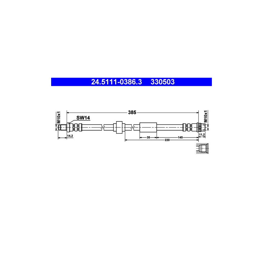 ATE 24 5111 0386 3 Brake Hose 385Mm M10X1 