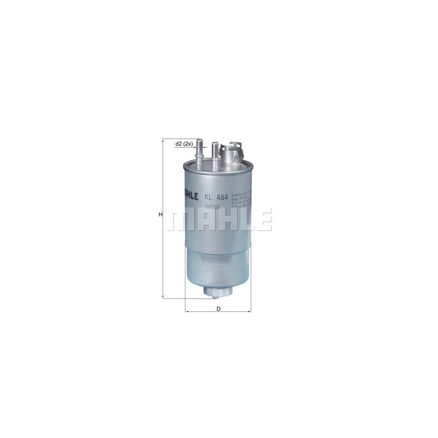 MAHLE ORIGINAL KL 484 Fuel filter In-Line Filter, with water drain screw