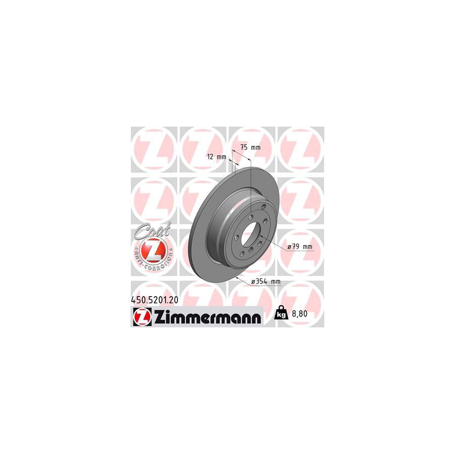 ZIMmERMANN COAT Z 450 5201 20 Brake Disc for LAND ROVER Range Rover III L322 Solid Coated