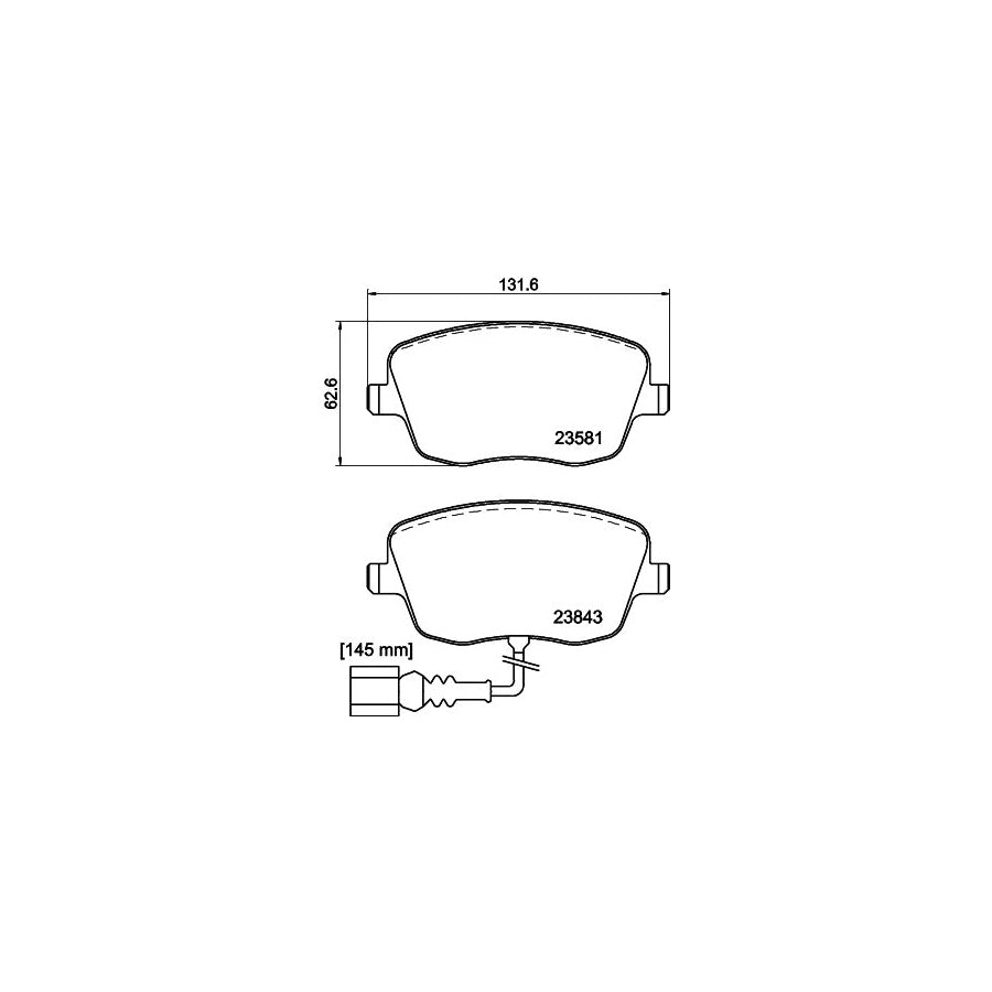 Hella 8DB 355 018 811 Brake Pad Set With Integrated Wear Warning Contact With Brake Caliper Screws With Accessories