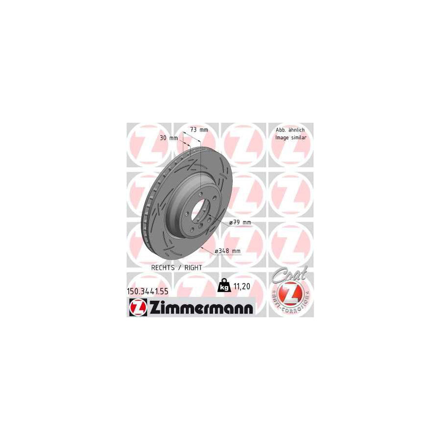 ZIMmERMANN BLACK Z 150 3441 55 Brake Disc Internally Vented Slotted Coated High carbon