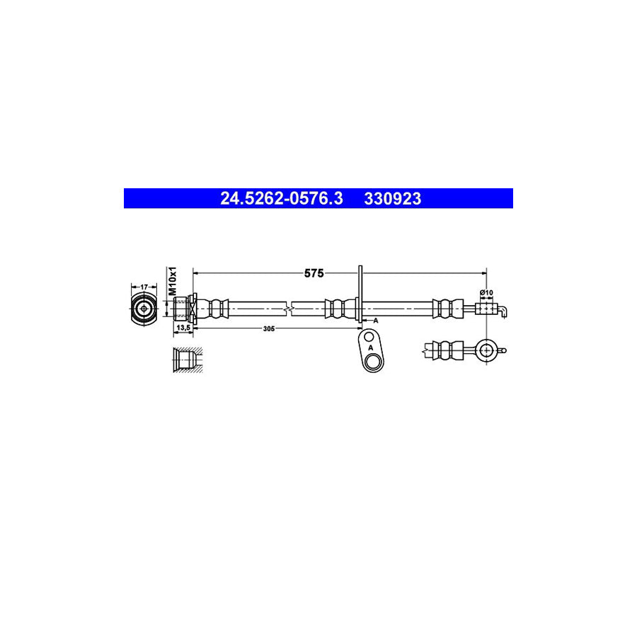 ATE 24 5262 0576 3 Brake Hose 575Mm M10X1 