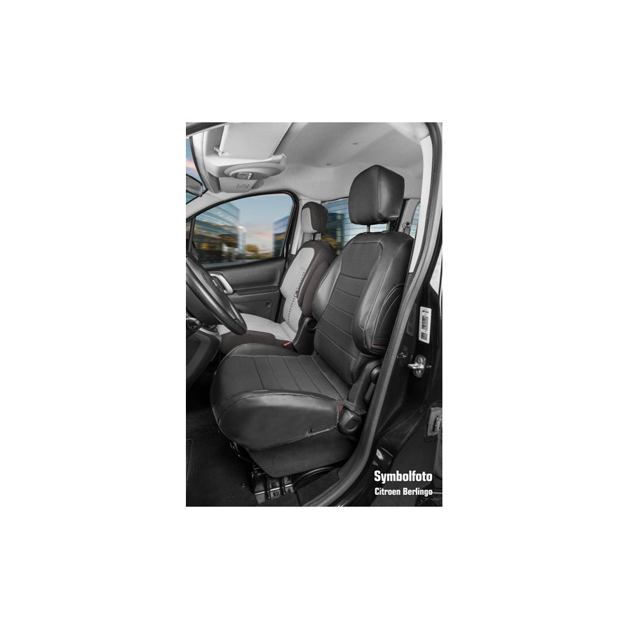WALSER 50297 Car seat cover for VW TRANSPORTER Black, Leatherette, Polyester, Front