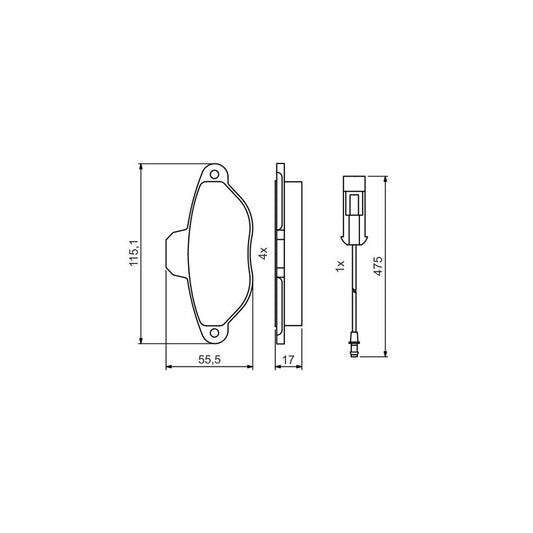 Bosch 0986495475 Brake Pad Set Incl Wear Warning Contact BP2107