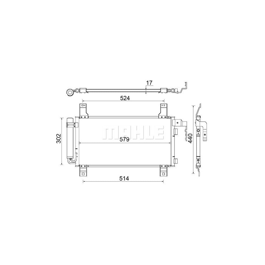MAHLE ORIGINAL AC 794 000S Air conditioning condenser for MAZDA 6 with dryer