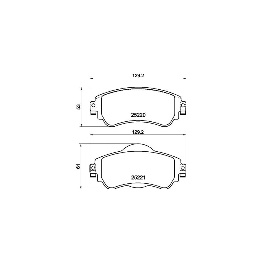 Hella 8DB 355 015 931 Brake Pad Set Not Prepared For Wear Indicator With Brake Caliper Screws
