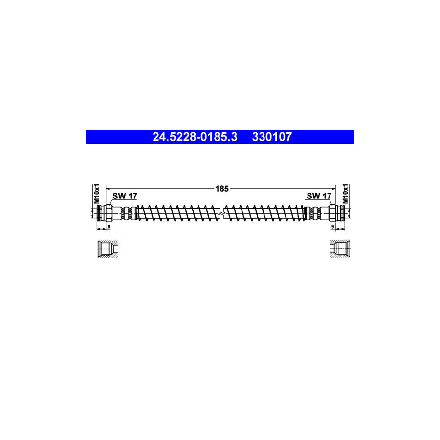 ATE 24 5228 0185 3 Brake Hose 185Mm