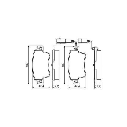Bosch 0986495355 Brake Pad Set With Integrated Wear Sensor With Anti Squeak Plate BP1647