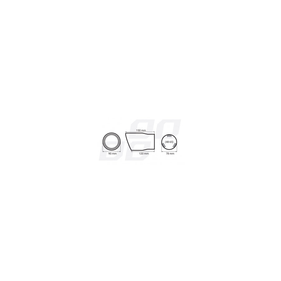 AMiO MT 007C 01117 Exhaust tip 90 mm, Black, Stainless Steel, 150mm, 78mm