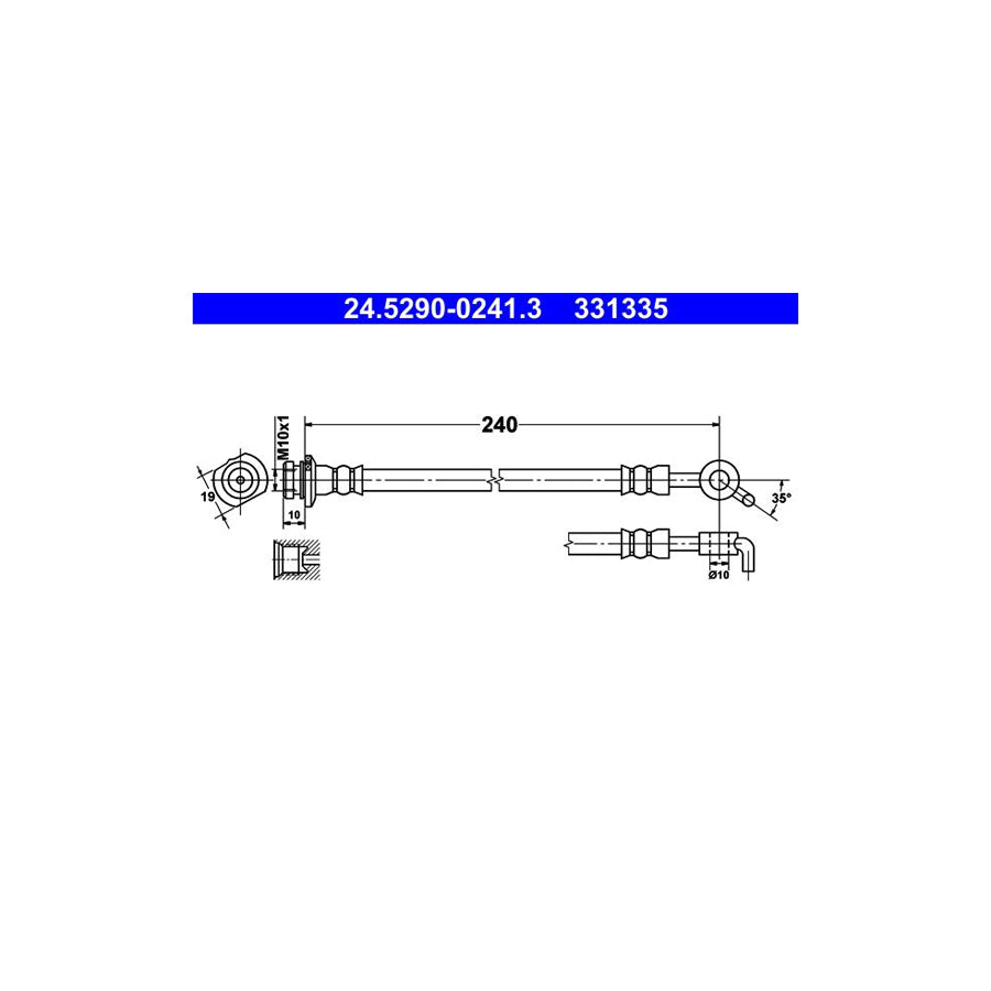 ATE 24 5290 0241 3 Brake Hose 240Mm M10X1 