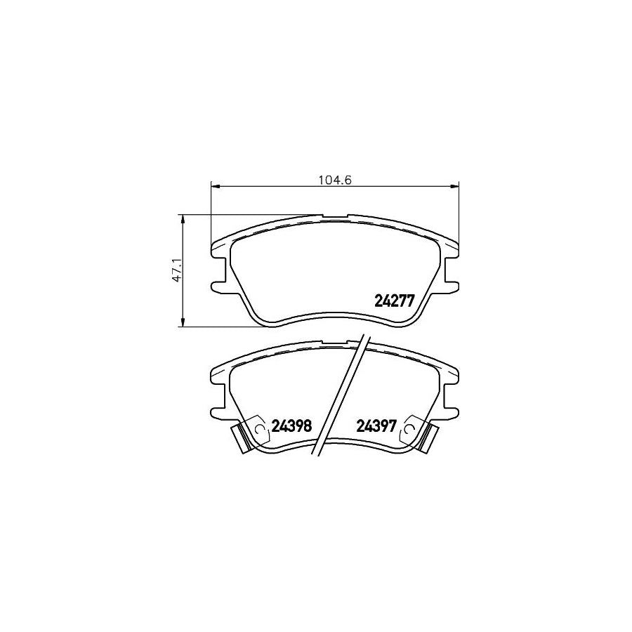 Hella 8DB 355 006 671 Brake Pad Set For Hyundai Amica Atoz Mx With Acoustic Wear Warning