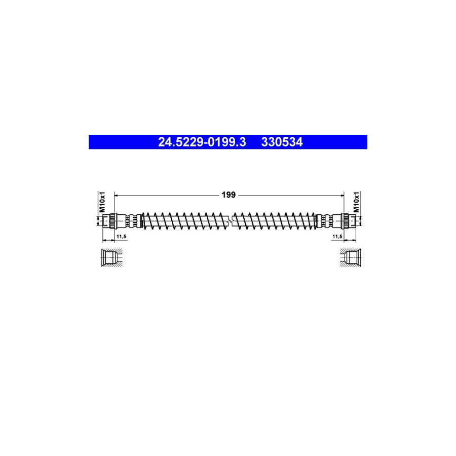 ATE 24 5229 0199 3 Brake Hose 200Mm