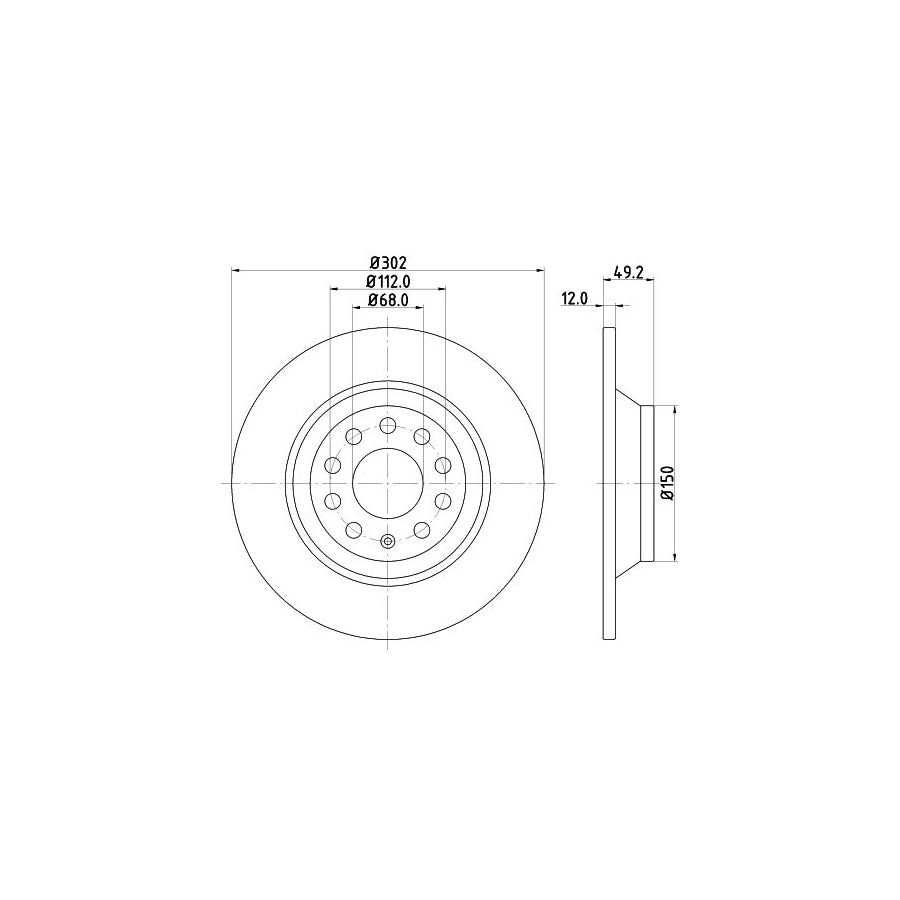 HELLA PRO 8DD 355 111 181 Brake Disc for AUDI A6 Solid Coated without wheel hub without wheel studs