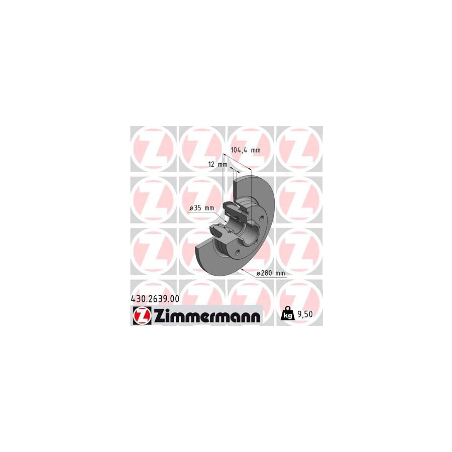 ZIMmERMANN 430 2639 00 Brake Disc Solid with ABS sensor ring with wheel bearing