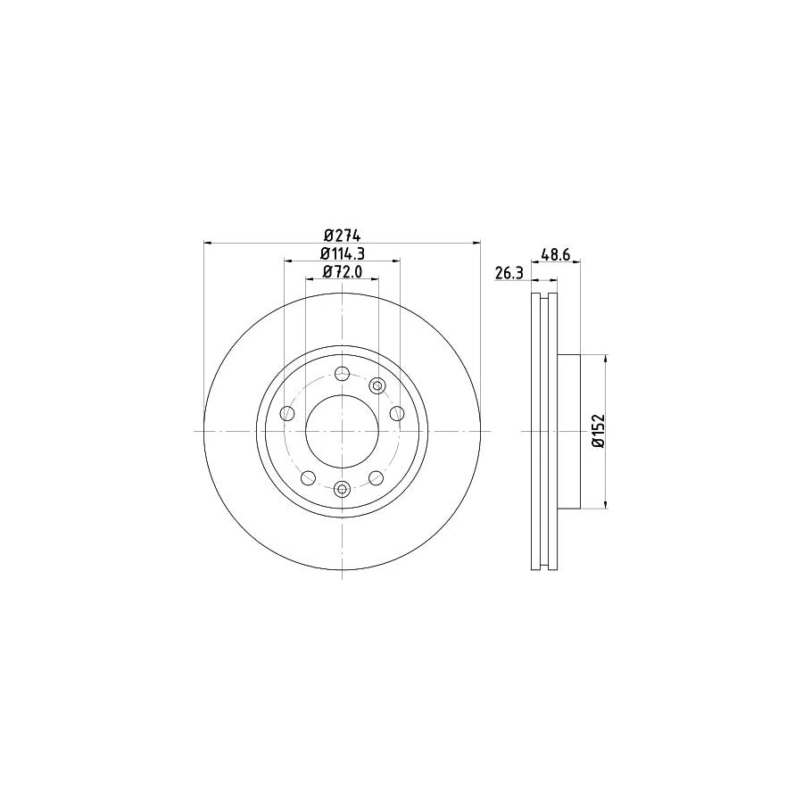 HELLA 8DD 355 112 771 Brake Disc for KIA SEDONA Internally Vented without wheel hub without wheel studs