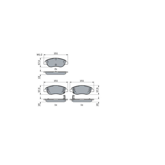 Bosch 0986424042 Brake Pad Set For Fiat Tipo BP2302