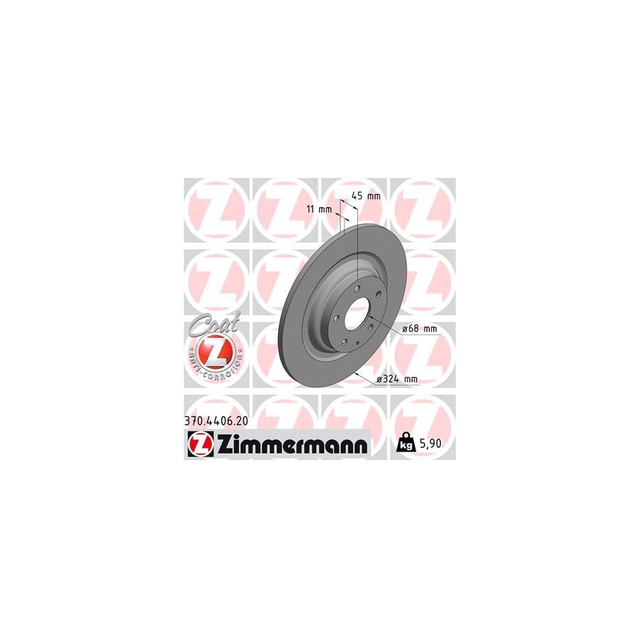 ZIMmERMANN 370 4406 20 Brake Disc for MAZDA CX 9 TC Solid Coated