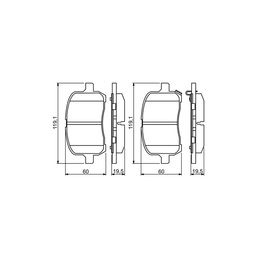 Bosch 0986494306 Brake Pad Set For Opel Gt Roadster M07 With Acoustic Wear Warning With Anti Squeak Plate BP1240