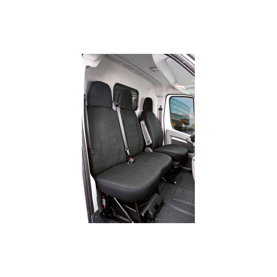 WALSER 10538 Car seat cover for PEUGEOT BOXER Grey, Polyester, Front
