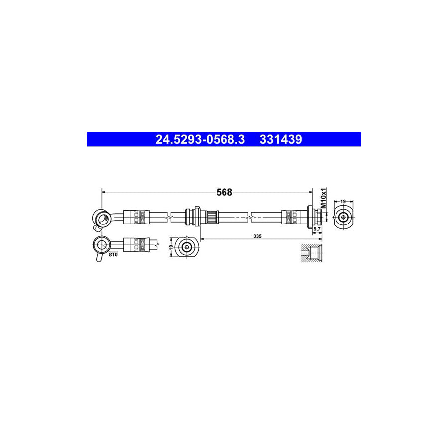 ATE 24 5293 0568 3 Brake Hose 568Mm M10X1 