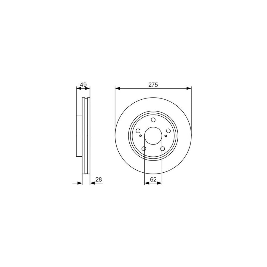 BOSCH 0 986 479 R58 Brake Disc for TOYOTA Camry V Saloon _V3_ Vented Oiled