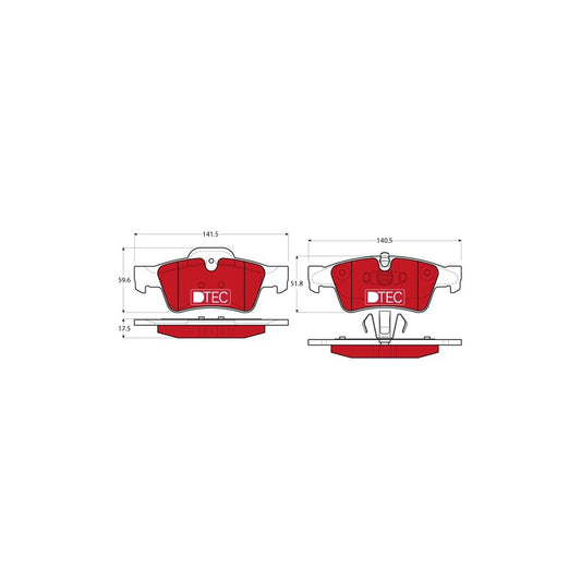 TRW Dtec Cotec Gdb1643Dte Brake Pad Set Prepared For Wear Indicator
