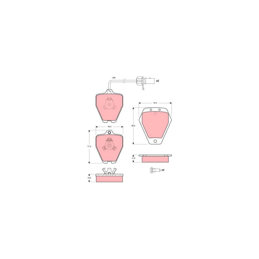 TRW Gdb1451 Brake Pad Set For Audi A6 Incl Wear Warning Contact
