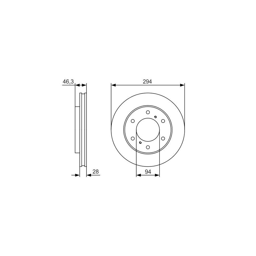 BOSCH 0 986 479 S63 Brake Disc Vented Oiled