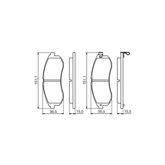 Bosch 0986494362 Brake Pad Set For Mitsubishi L200 Iii Pickup K6 With Acoustic Wear Warning BP1270