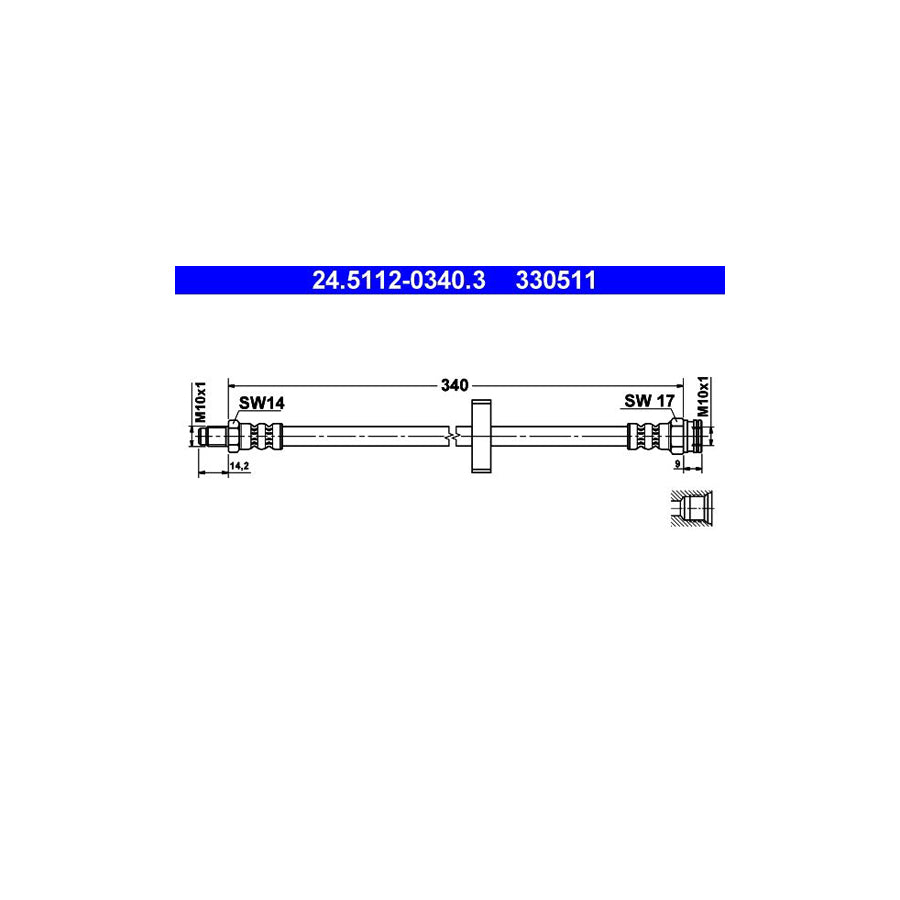 ATE 24 5112 0340 3 Brake Hose 340Mm M10X1 