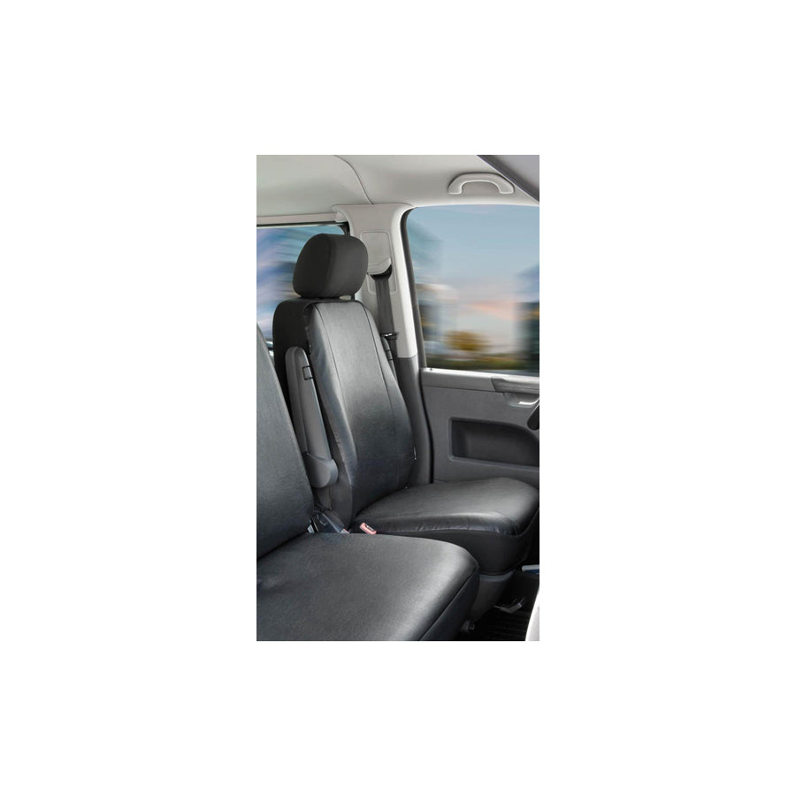 WALSER 11455 Car seat cover for VW TRANSPORTER Black, Leatherette, Polyester, Front