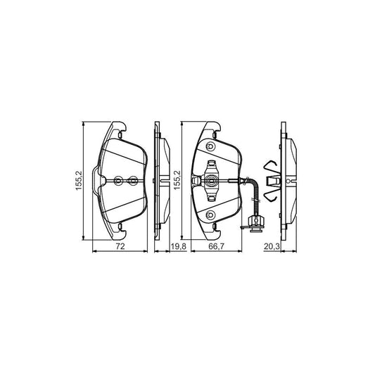 Bosch 0986495129 Brake Pad Set Incl Wear Warning Contact With Anti Squeak Plate With Mounting Manual BP1548