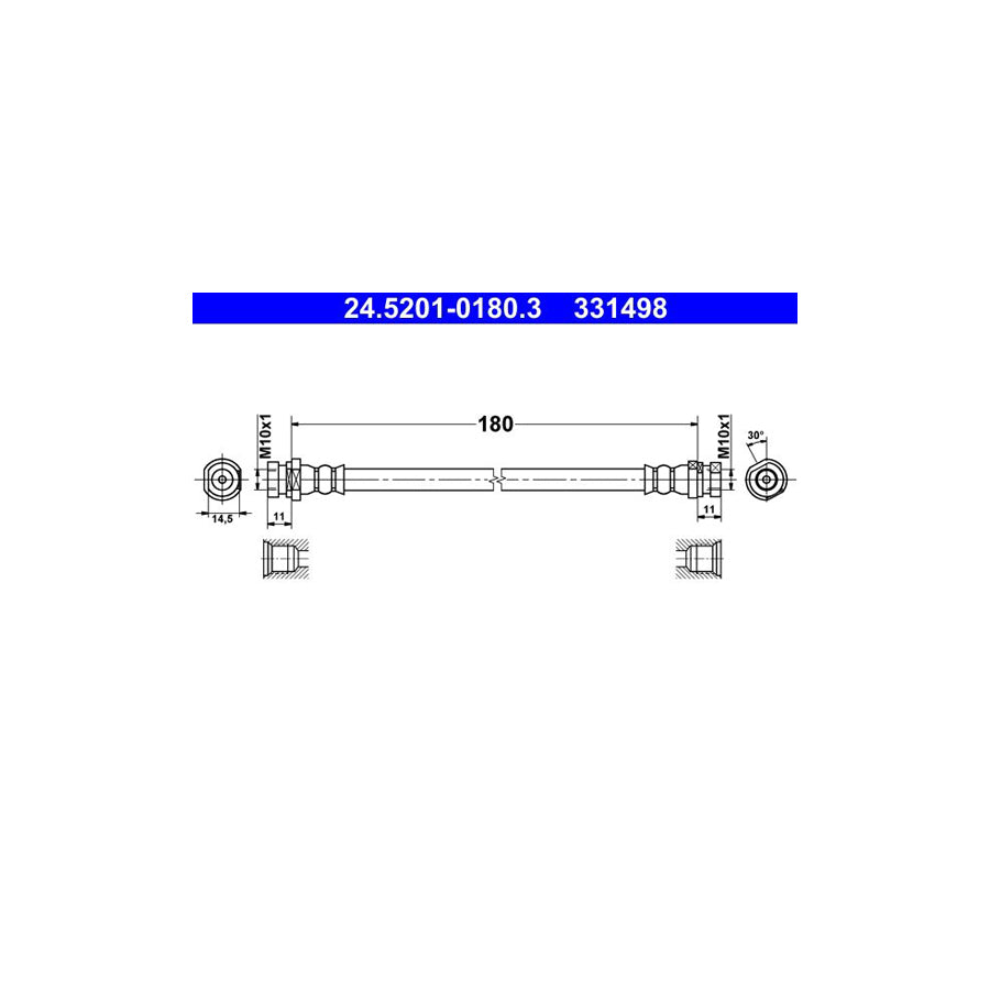 ATE 24 5201 0180 3 Brake Hose for RENAULT KANGOO 180Mm