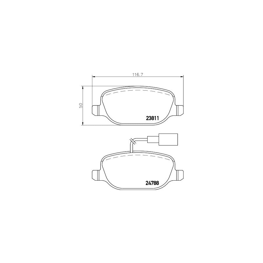 Hella 8DB 355 015 571 Brake Pad Set For Alfa Romeo Giulietta With Integrated Wear Warning Contact With Brake Caliper Screws With Accessories