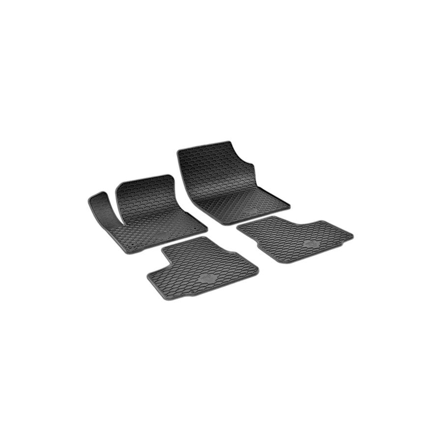 WALSER RubberLine 50861 Floor mat set Elastomer, Front and Rear, Quantity: 4, Black