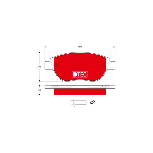 TRW Dtec Cotec Gdb1464Dte Brake Pad Set Not Prepared For Wear Indicator With Brake Caliper Screws With Accessories