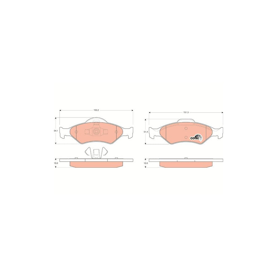 TRW Cotec Gdb1418 Brake Pad Set Not Prepared For Wear Indicator