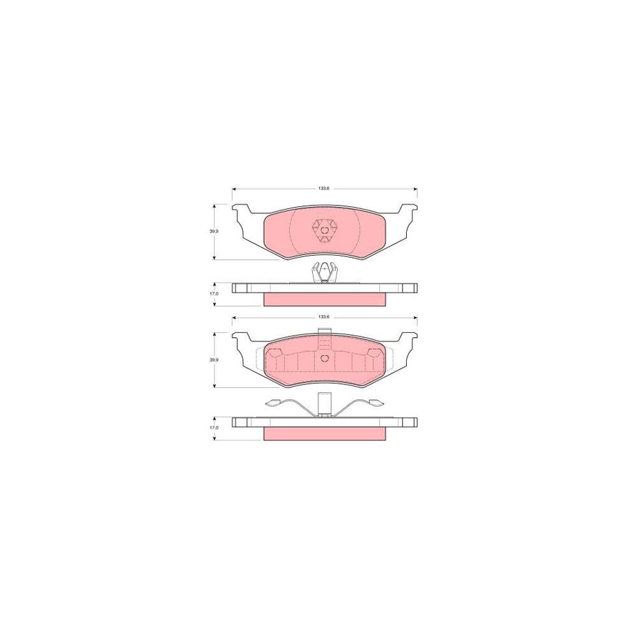 TRW Gdb1234 Brake Pad Set Not Prepared For Wear Indicator