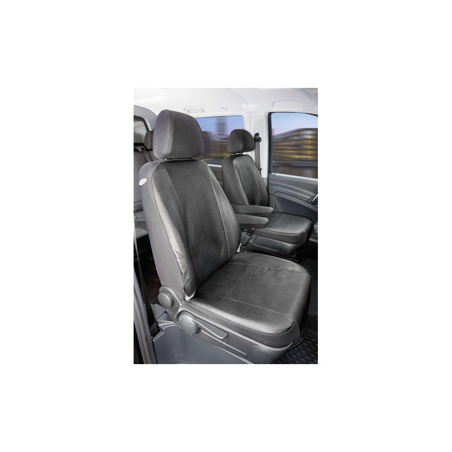 WALSER 11505 Car seat cover Black, Leatherette, Front